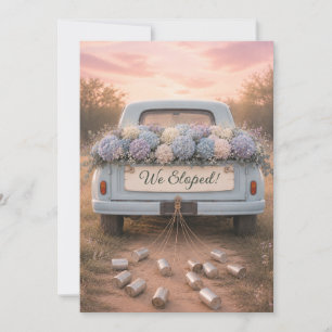 Anuncio de Boda Fugada Camioneta Azul Vintage Flor