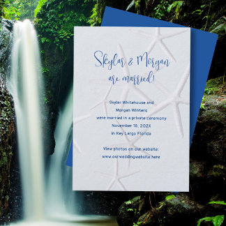 Anuncio de Boda Fugada Estrellas de Mar sobre Azul