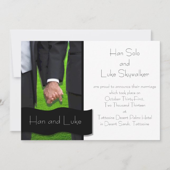 Anuncio de boda gay de dos novios (Anverso)