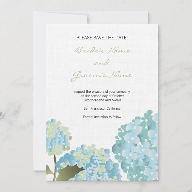 Anuncio de Boda Hydrangea Save the Date (Anverso)