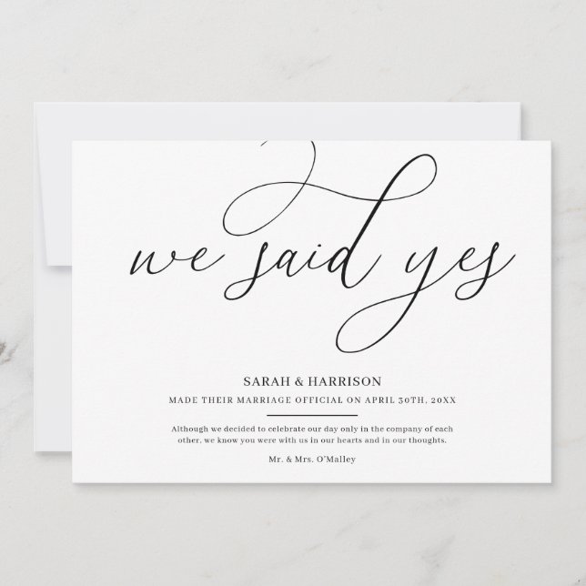 Anuncio de Boda Minimalista Dijimos Sí (Anverso)