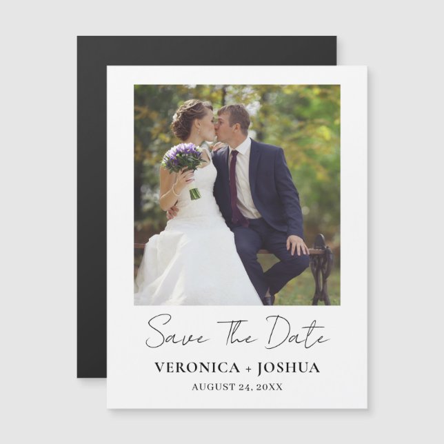 Anuncio de boda minimalista para guardar la fecha (Anverso/Reverso)