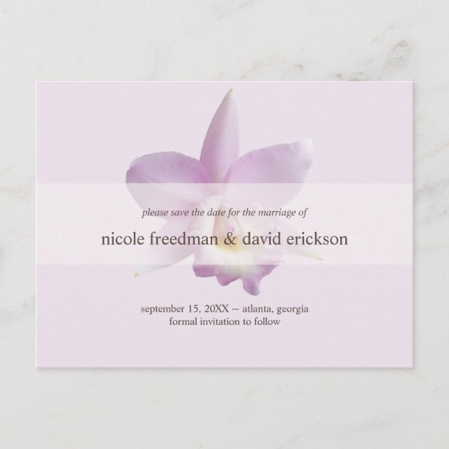 Anuncio de boda moderna con orquídea rosa para gua (Anverso)