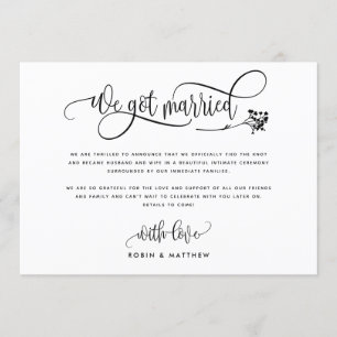 Anuncio de Boda Moderna Nos Casamos / Nos Fugamos
