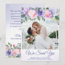 Anuncio de Boda Moderno Floral Rosa