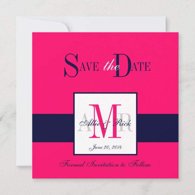 Anuncio de Boda Monogramas Salva la Fecha (Anverso)