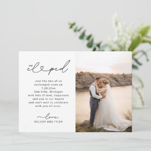 Anuncio de Boda Nos Fugamos Tarjeta de Foto con Gu