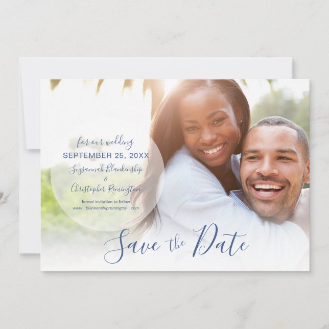 Anuncio de boda para guardar la fecha con foto per (Anverso)