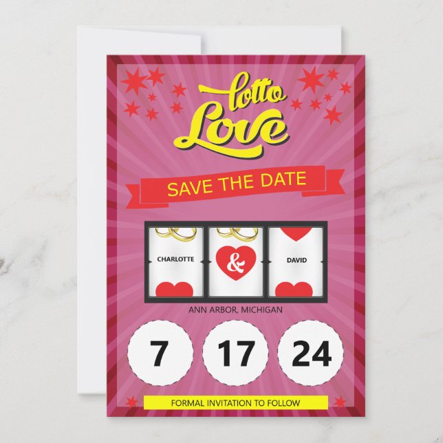 Anuncio de Boda Pink Lotto Love Save the Date (Anverso)