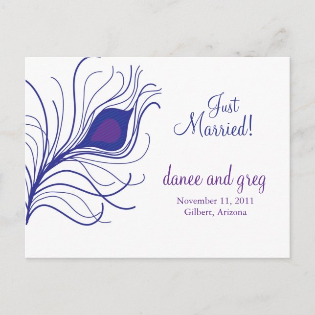 Anuncio de boda pluma de pavo real (Anverso)