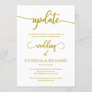 Anuncio de boda pospuesta actualizada guión dorado