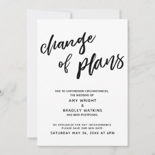 Anuncio de Boda Pospuesta "Cambio de Planes"