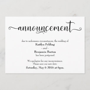 Anuncio de Boda Pospuesta con Caligrafía
