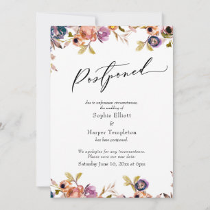 Anuncio de Boda Pospuesta con Flores Elegantes