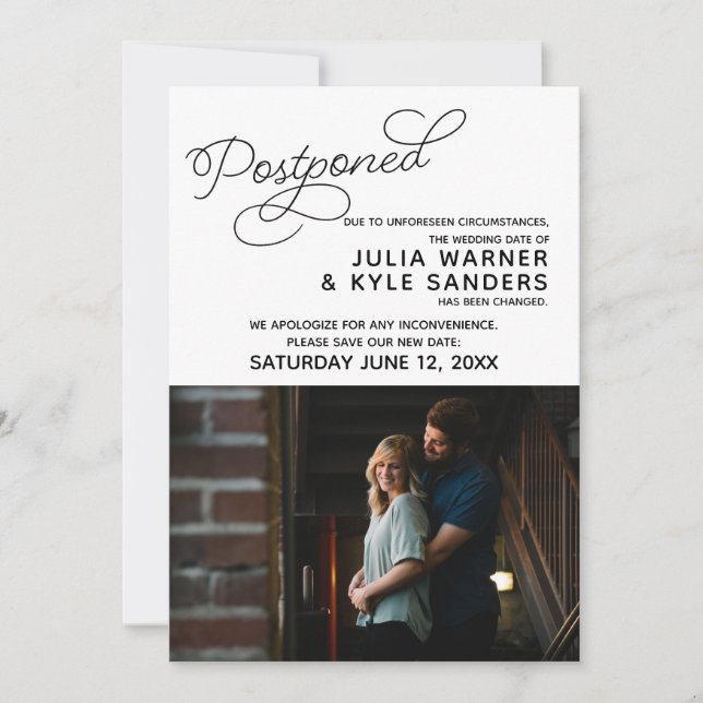 Anuncio de Boda Pospuesta con Foto (Anverso)