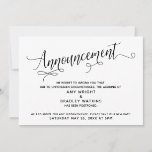 Anuncio de Boda Pospuesta con Guion Elaborado