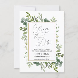 Anuncio de boda pospuesta de eucalipto