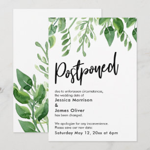 Anuncio de Boda Pospuesta de Painted Greenery