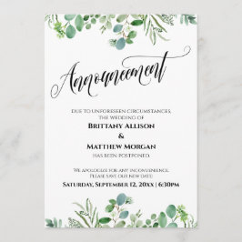 Anuncio de boda pospuesta elegante eucalipto