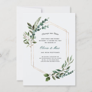 Anuncio de boda pospuesta en marco de vegetación d