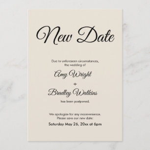 Anuncio de boda pospuesta para nueva fecha