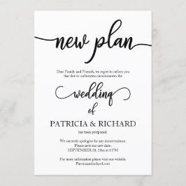 Anuncio de boda pospuesta por nuevo plan
