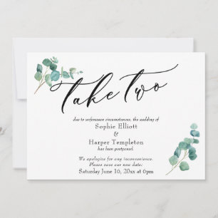 Anuncio de Boda Pospuesta Take Two Eucalipto