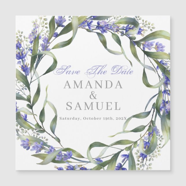 Anuncio de Boda Romántico con Eucalipto y Lavanda (Anverso)