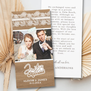 Anuncio de Boda Rustico Recién Casados Gracias