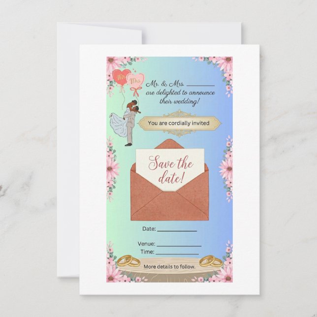 Anuncio de boda "Save the Date" floral elegante (Anverso)
