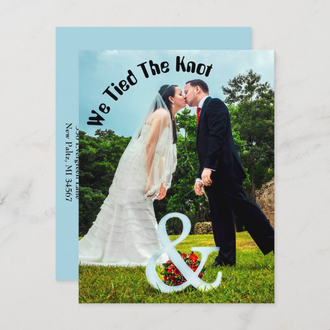 Anuncio de Boda Stylish We Tied the Knot (Anverso / Reverso)