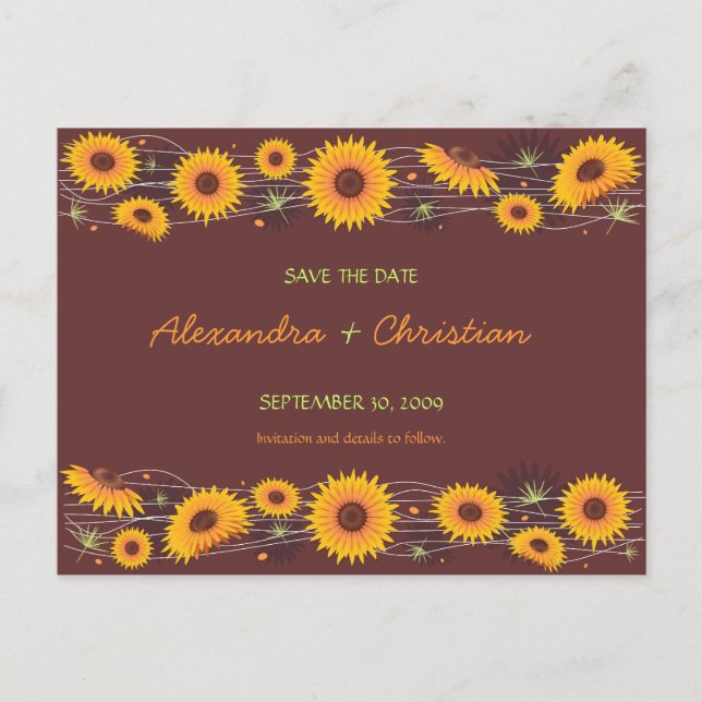 Anuncio de boda Sunflowers Save the Date 2 (Anverso)
