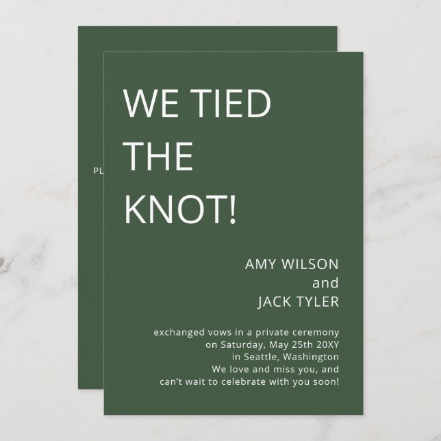 Anuncio de Boda Verde Salvia Simple Moderno (Anverso / Reverso)