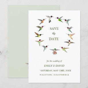 Anuncio de bodas de colibrí para guardar la fecha
