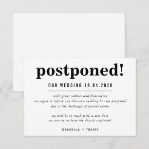anuncio de BODAS POSPUESTAS información simple