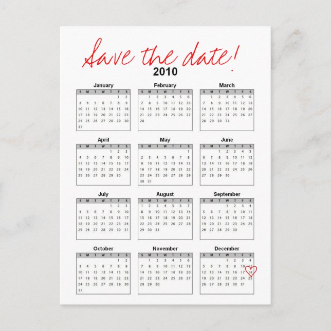 anuncio de calendario 2010 para guardar la fecha (Anverso)