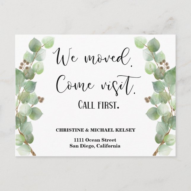 Anuncio de cambio de dirección a nueva casa de Gre (Anverso)