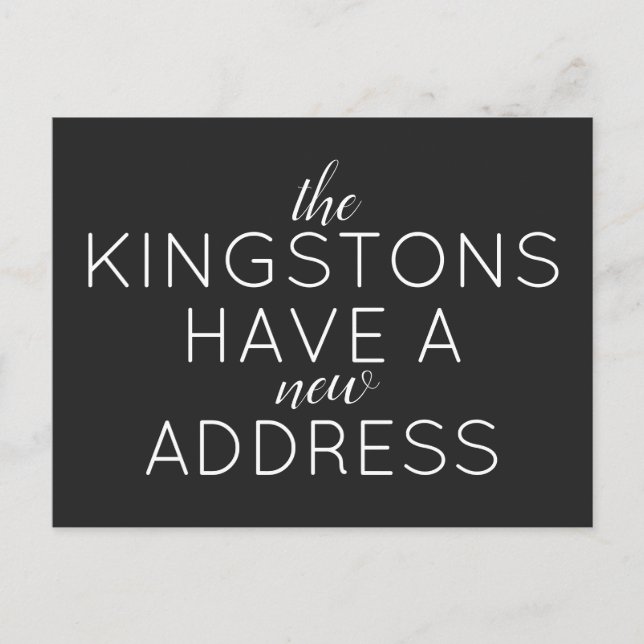 Anuncio de cambio de dirección con tipografía senc (Anverso)