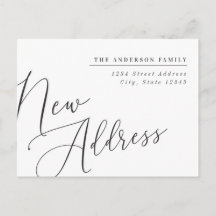 Anuncio de cambio de dirección de caligrafía moder