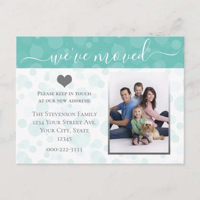 Anuncio de cambio de dirección de foto de corazón  (Anverso)