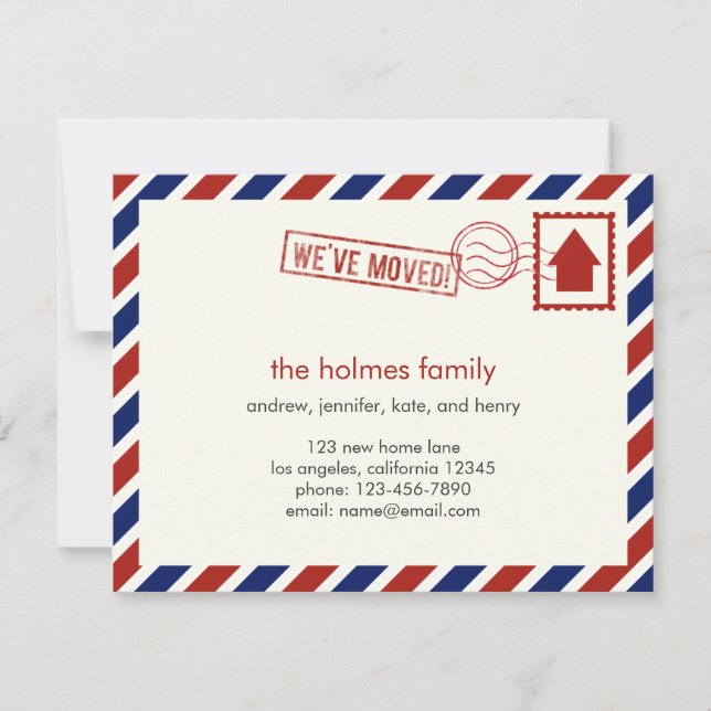 Anuncio de cambio de domicilio por correo aéreo (Anverso)