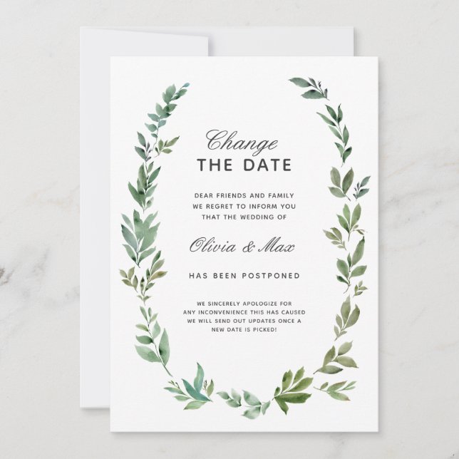 Anuncio de cambio de fecha de boda pospuesta (Anverso)