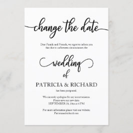 Anuncio de cambio de fecha de boda pospuesta