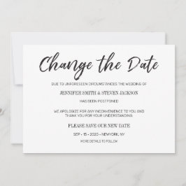 Anuncio de cambio de fecha pospuesto en negro