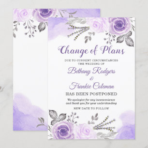 Anuncio de cambio de planes Chic Floral Púrpura