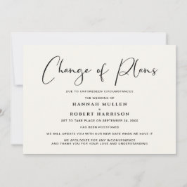 Anuncio de Cambio de Planes de Boda Crema