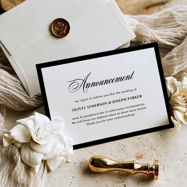 Anuncio de cambio de planes de boda o evento (Subido por el creador)