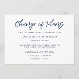 Anuncio de cambio de planes de letra manuscrita az