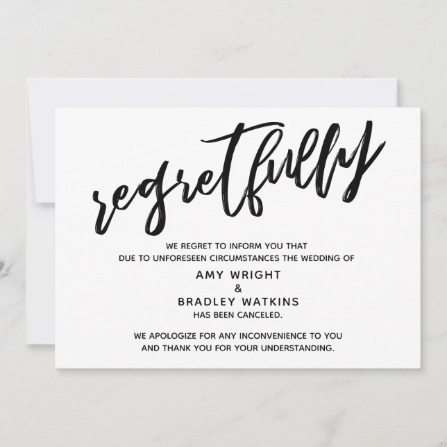 Anuncio de cancelación de boda con remordimientos  (Anverso)