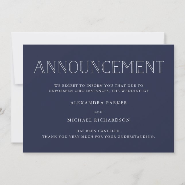 Anuncio de cancelación de boda de la marina modern (Anverso)